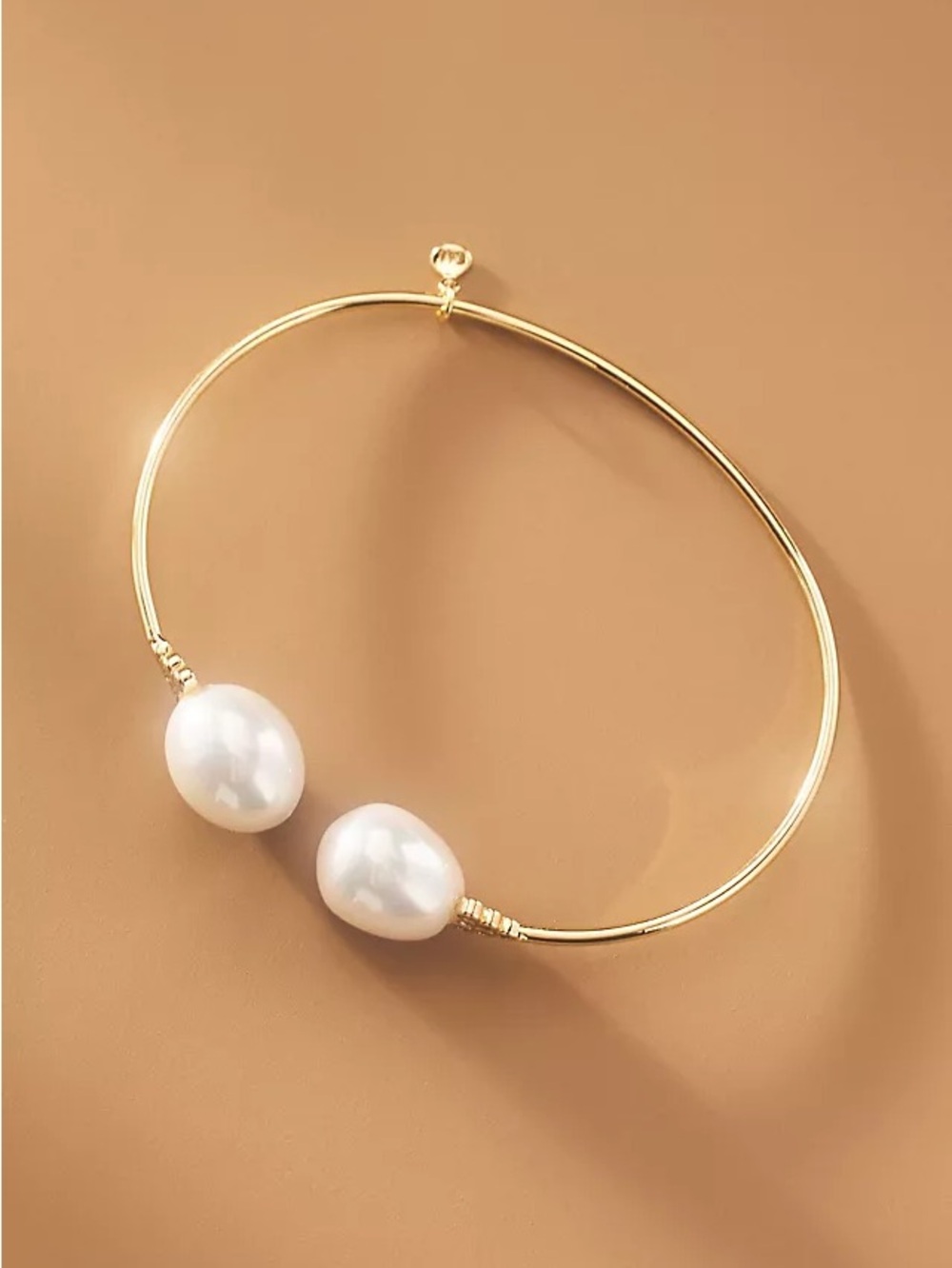 Double pearl brass open bracelet Anthropologie